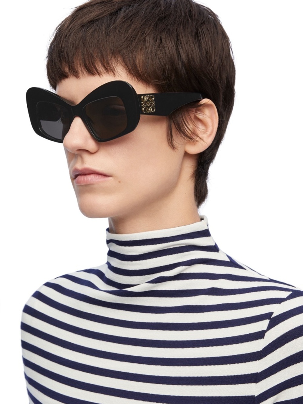 Loewe Black Cat-Eye Sunglasses with Gold Logo Accent